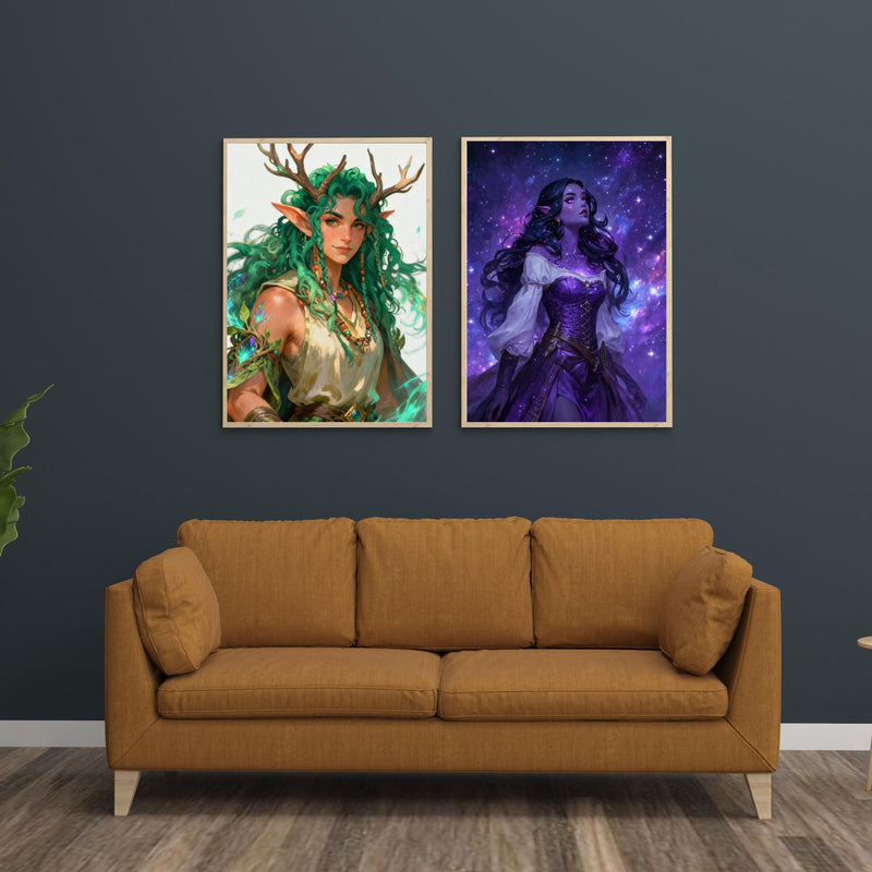 Load image into Gallery viewer, Fantasy Elf Wall Art Printable, Celestial Goddess Decor, Woodland Fairy Digital Download 1024x1024

