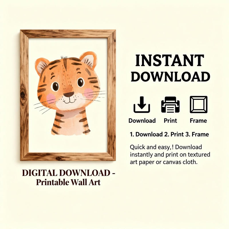 Load image into Gallery viewer, Safari Nursery Wall Art Set Printable, Jungle Baby Animal Prints Digital Download 1024x1024 Decor
