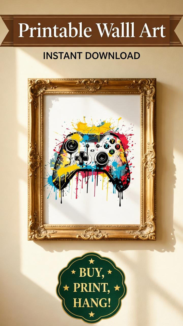 Load image into Gallery viewer, Gaming Wall Art Set Gamer Room Graffiti Controller 1:1 1024x1024 Digital Download
