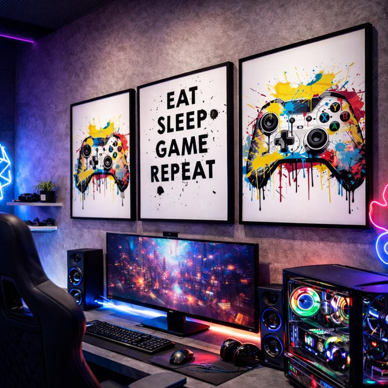 Load image into Gallery viewer, Gaming Wall Art Set Gamer Room Graffiti Controller 1:1 1024x1024 Digital Download
