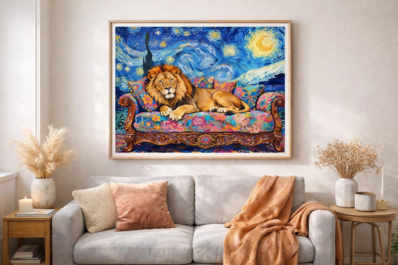 Load image into Gallery viewer, Lion Wall Art Printable Fantasy Animal Colorful Digital Download Boho Wildlife Decor
