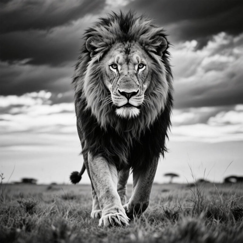 Load image into Gallery viewer, Lion Wall Art Printable Black White Photography Wildlife Masculine Decor Download
