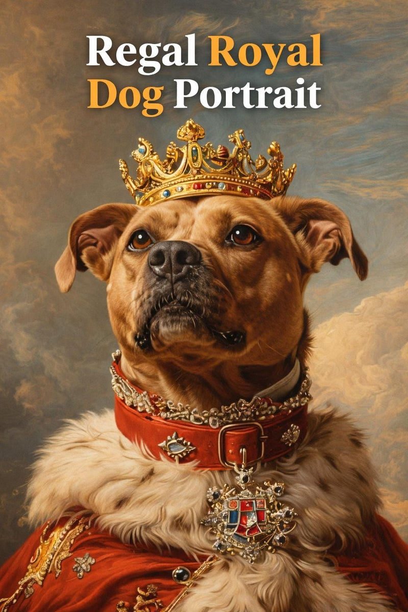 Load image into Gallery viewer, Royal Dog Portrait Printable Pitbull Wall Art Pet Digital Download Lover Gift 9x16 Modern
