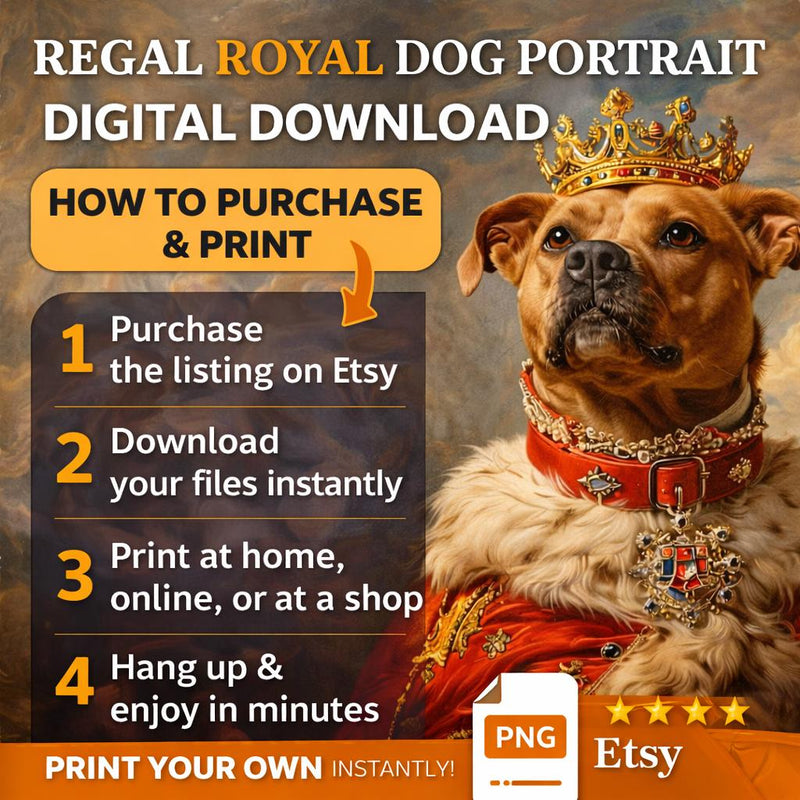Load image into Gallery viewer, Royal Dog Portrait Printable Pitbull Wall Art Pet Digital Download Gift 1x1 1024x1024
