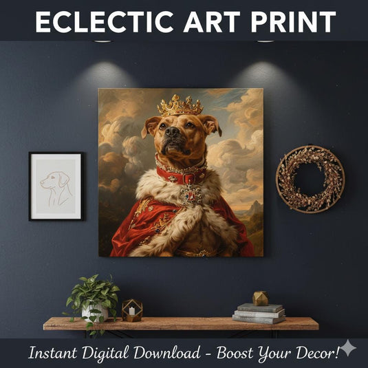 Royal Dog Portrait Printable Pitbull Wall Art Pet Digital Download Gift 1x1 1024x1024