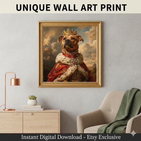 Royal Dog Portrait Printable Pitbull Wall Art Pet Digital Download Gift 1x1 1024x1024
