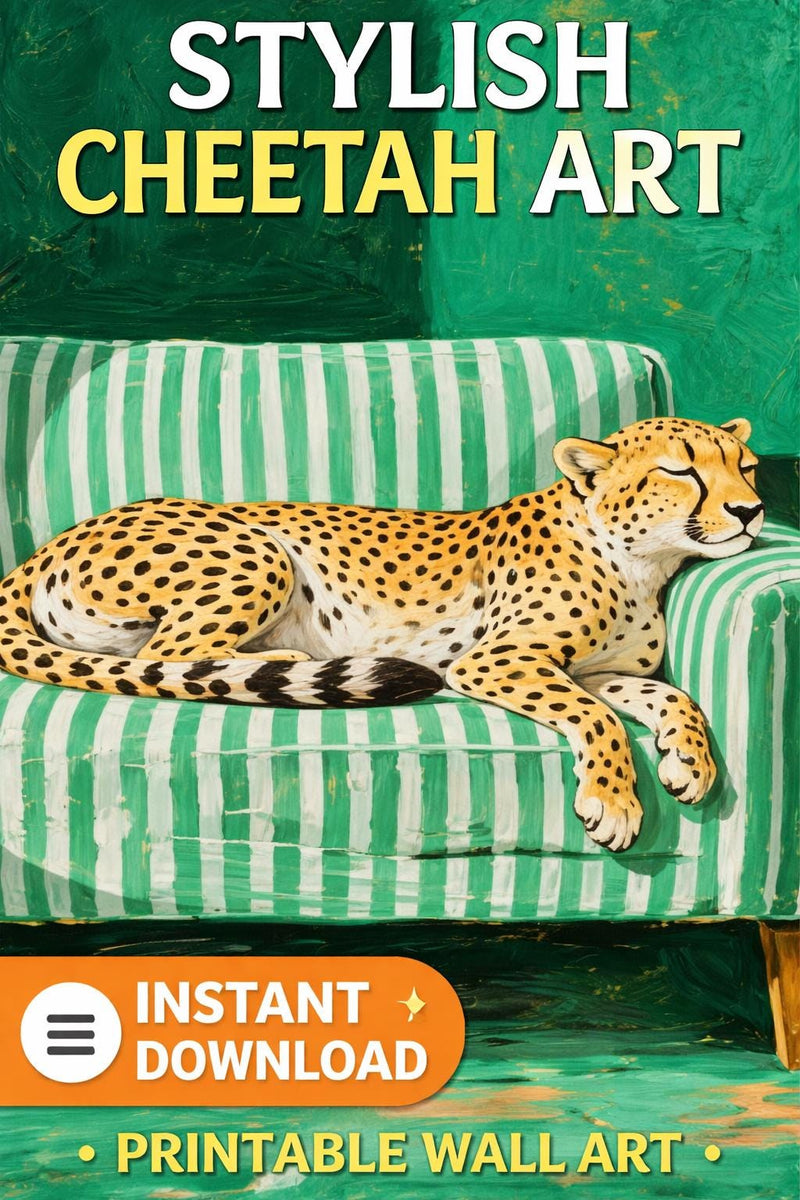 Load image into Gallery viewer, Cheetah Wall Art Printable Modern Animal Digital Download Eclectic Decor 9x16 720x1280
