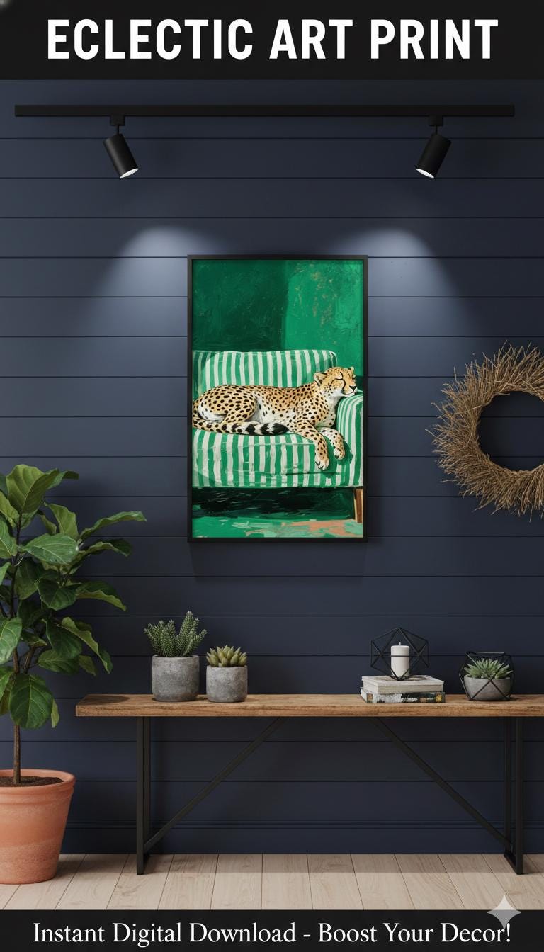 Load image into Gallery viewer, Cheetah Wall Art Printable Modern Animal Digital Download Eclectic Decor 9x16 720x1280
