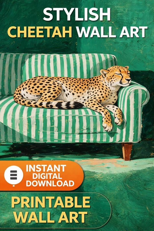 Cheetah Wall Art Printable Modern Animal Boho Decor 3x4 Digital Download