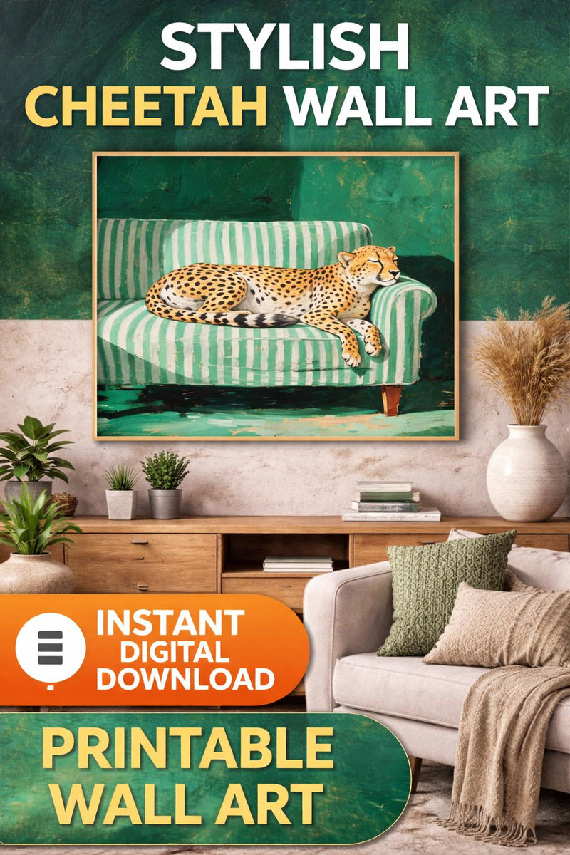 Load image into Gallery viewer, Cheetah Wall Art Printable Modern Animal Boho Decor 3x4 Digital Download
