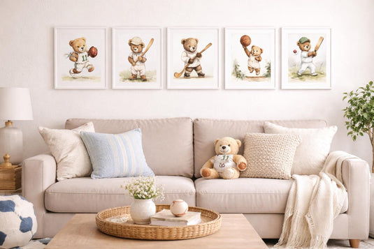 Teddy Bear Basketball Nursery Wall Art Printable Baby Boy Sports Decor 1024x1024