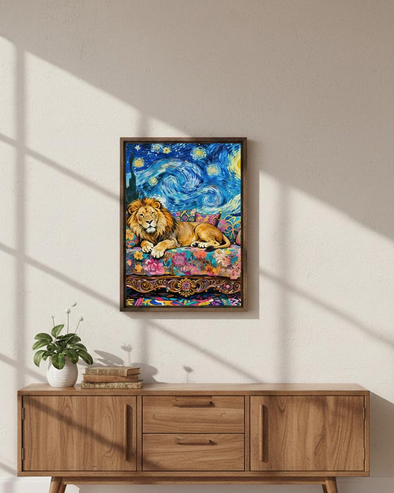 Load image into Gallery viewer, Lion Wall Art Digital Download Starry Night Boho Animal Printable Decor 3:4
