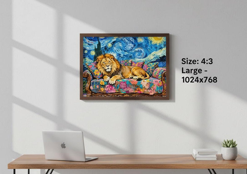 Load image into Gallery viewer, Lion Wall Art Printable Colorful Digital Download Animal Print 4x3 1024x768
