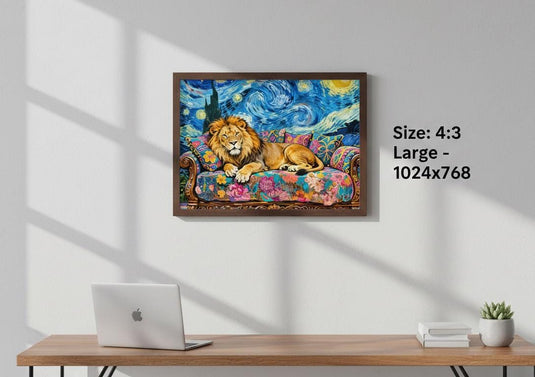 Lion Wall Art Printable Colorful Digital Download Animal Print 4x3 1024x768