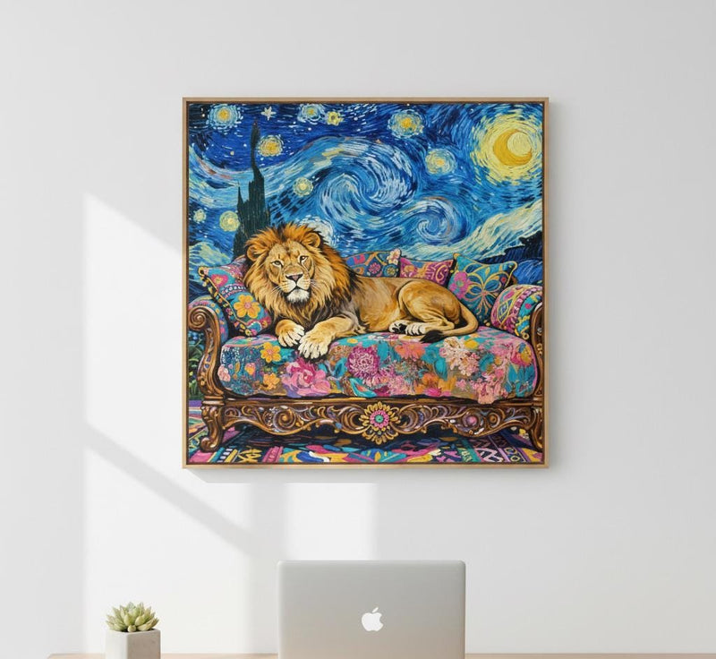 Load image into Gallery viewer, Lion Printable Wall Art Colorful Animal Decor Digital Download 1x1 1024x1024
