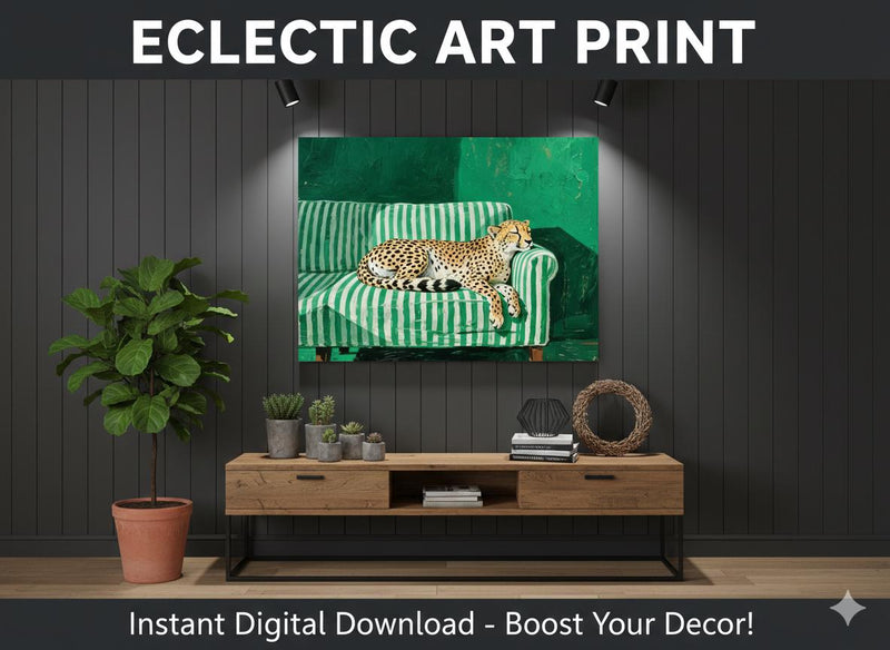 Load image into Gallery viewer, Cheetah Wall Art Printable Animal Decor Digital Download Modern Sofa 4x3 1024x768
