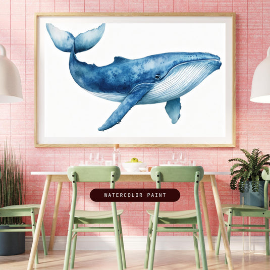 Watercolor Whale Print, Ocean Nursery Art, Coastal Decor (Digital Download)