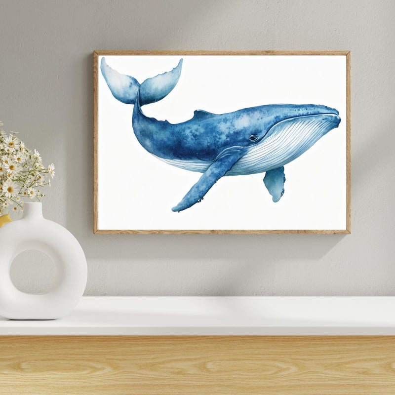 Load image into Gallery viewer, Watercolor Whale Print, Ocean Nursery Art, Coastal Decor (Digital Download)
