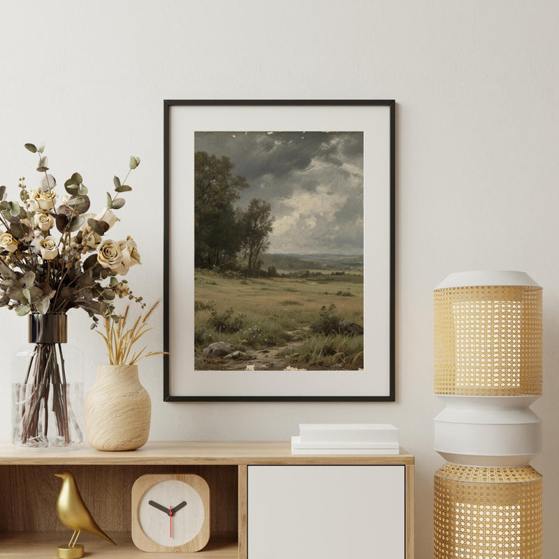 Load image into Gallery viewer, Vintage Countryside Landscape Painting, Rustic Farmhouse Wall Art Printable
