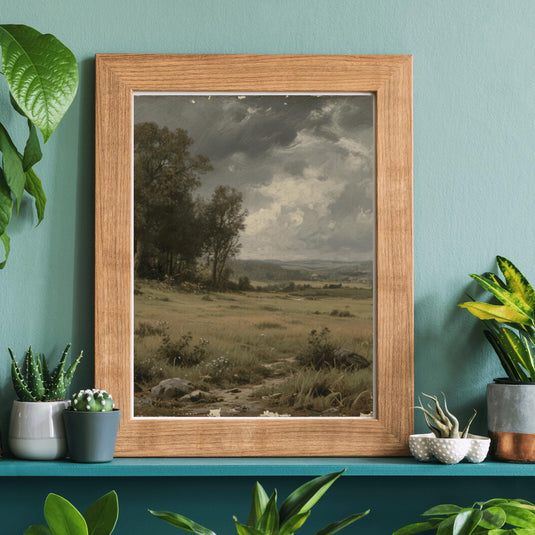 Antique Style Art Rural Landscape Moody Meadow 3x4 Printable Download