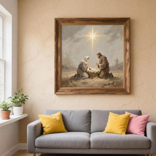 Nativity Printable Wall Art, Mary Joseph Baby Jesus Download