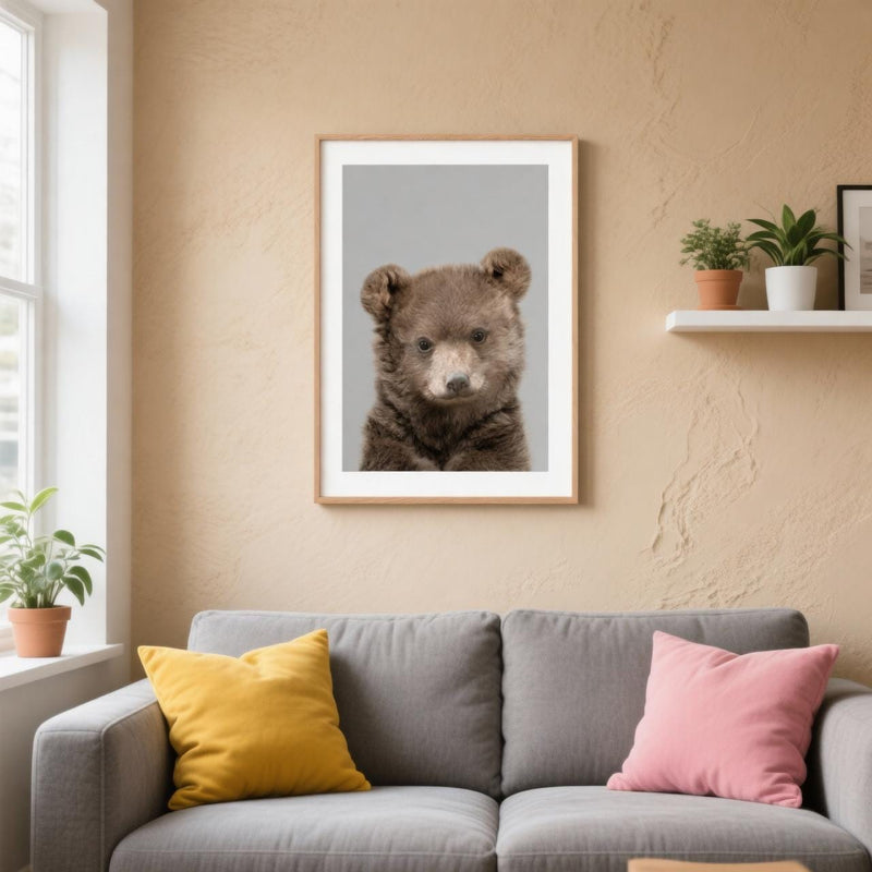 Load image into Gallery viewer, Bear Cub Print Nursery Decor 1280x1280 Woodland Wall Art
