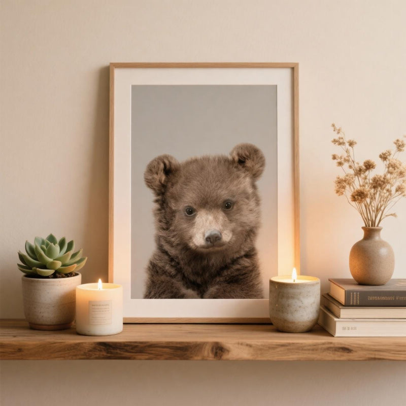 Load image into Gallery viewer, Bear Cub Print Nursery Decor 1280x1280 Woodland Wall Art
