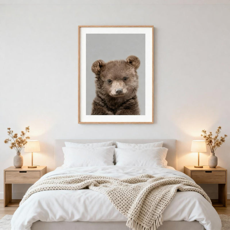 Load image into Gallery viewer, Baby Bear Wall Art Printable, Woodland Nursery Portrait Download
