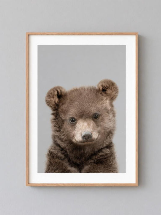 Baby Bear Wall Art Printable, Woodland Nursery Portrait Download