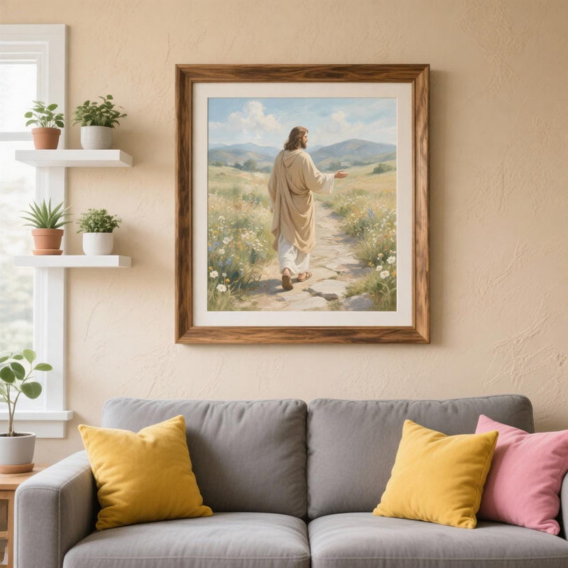 Load image into Gallery viewer, Christian Wall Art Printable Matte Jesus Walking Path Religious Decor Download

