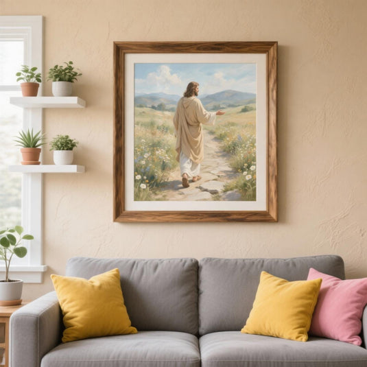 Christian Wall Art Printable Matte Jesus Walking Path Religious Decor Download