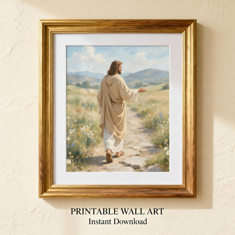 Load image into Gallery viewer, Christian Wall Art Printable Matte Jesus Walking Path Religious Decor Download
