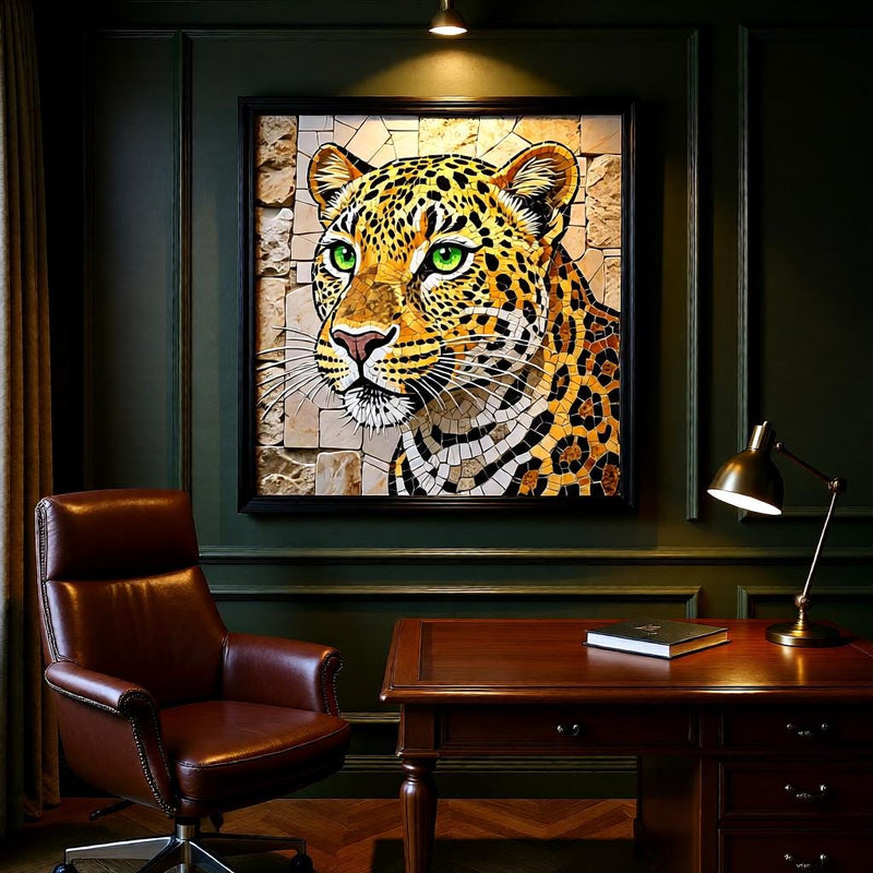 Load image into Gallery viewer, Mosaic Wall Art Printable Leopard Wildlife Animal Digital Download Safari Decor
