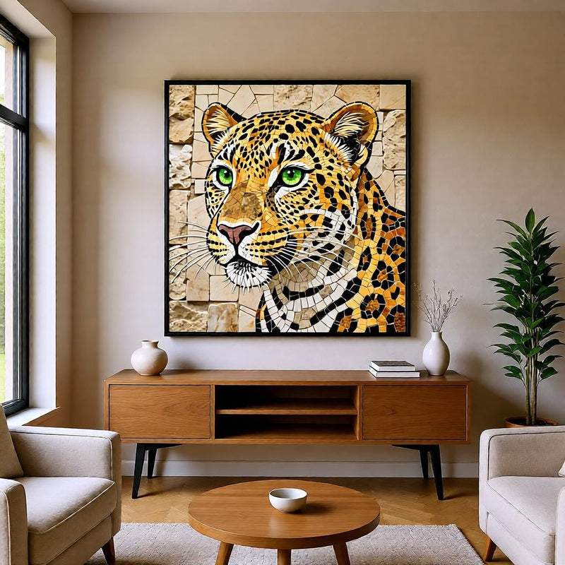 Load image into Gallery viewer, Mosaic Wall Art Printable Leopard Wildlife Animal Digital Download Safari Decor
