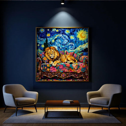 Lion Wall Art Printable Fantasy Animal Colorful Digital Download Boho Wildlife Decor