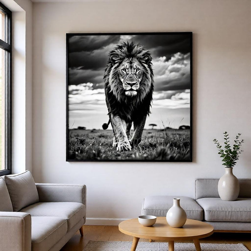 Load image into Gallery viewer, Lion Wall Art Printable Black White Photography Wildlife Masculine Decor Download
