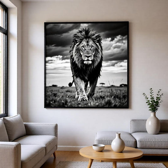 Lion Wall Art Printable Black White Photography Wildlife Masculine Decor Download