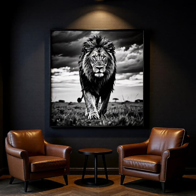 Load image into Gallery viewer, Lion Wall Art Printable Black White Photography Wildlife Masculine Decor Download
