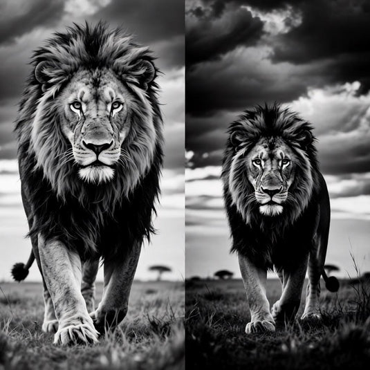 Black White Lion Wall Art Printable Safari Animal Decor Motivational Office Poster Digital Download