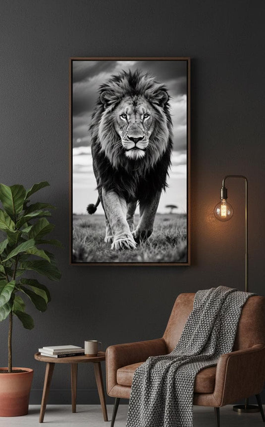 Black and White Lion Wall Art Printable, Wildlife Digital Download, Modern vintage, Safari Decor