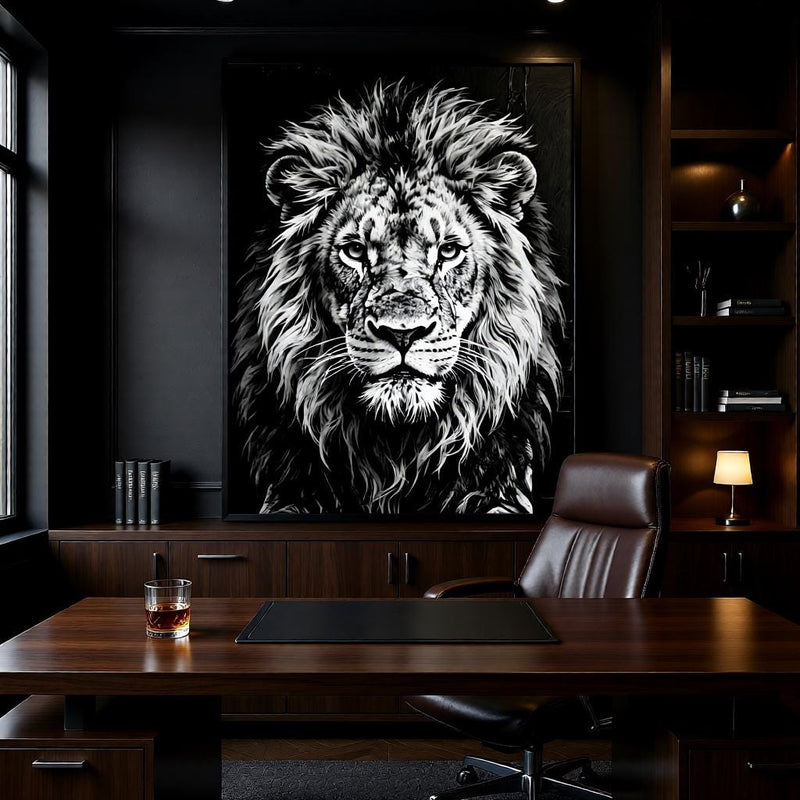Load image into Gallery viewer, Lion Wall Art Printable, Black and White Animal Print, Safari Decor, Digital Download Poster
