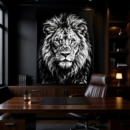 Lion Wall Art Printable, Black and White Animal Print, Safari Decor, Digital Download Poster