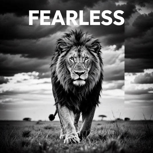 Black White Lion Wall Art Printable Safari Animal Decor Motivational Office Poster Digital Download