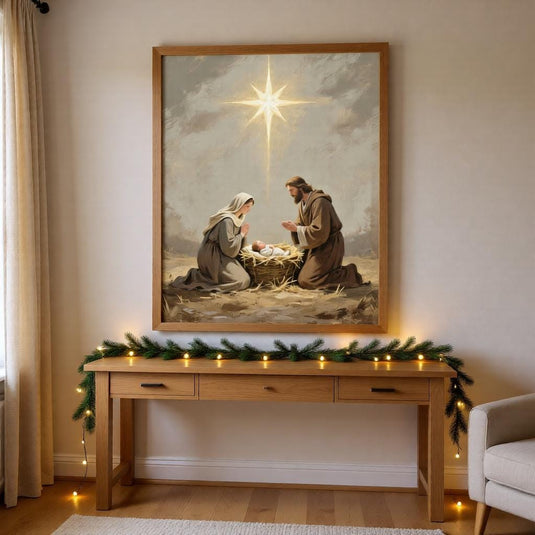 Nativity Printable Wall Art, Christian Christmas Manger Scene