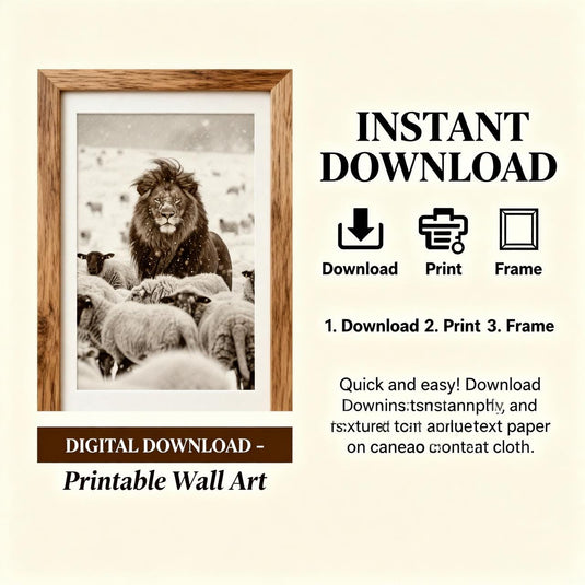 Faith Based Decor Lion Among Sheep Leadership Wall Art Printable