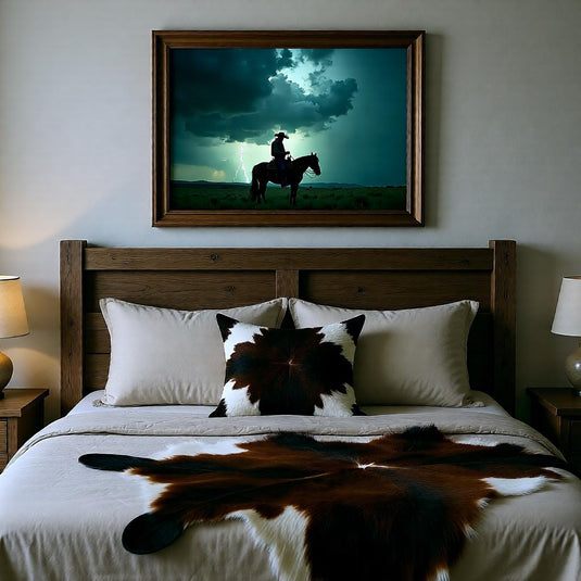 Rustic Ranch Decor Printable, Cowboy Lightning Storm Horse Print, Western Cabin Wall Art A4