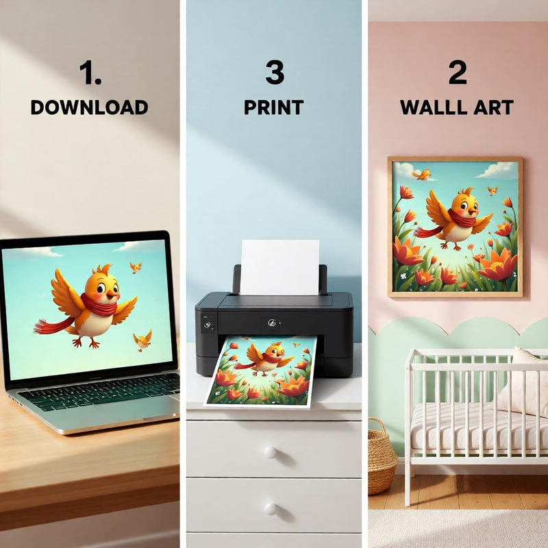 Load image into Gallery viewer, Bird Nursery Art Printable, Flying Animal Poster Kids Room Decor Playroom A4 Download
