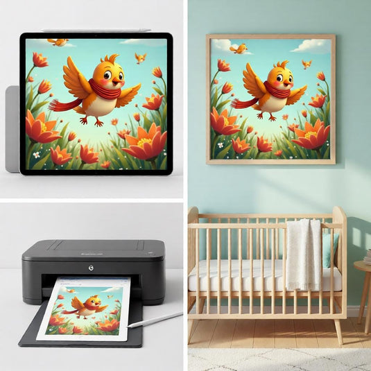 Bird Nursery Art Printable, Flying Animal Poster Kids Room Decor Playroom A4 Download