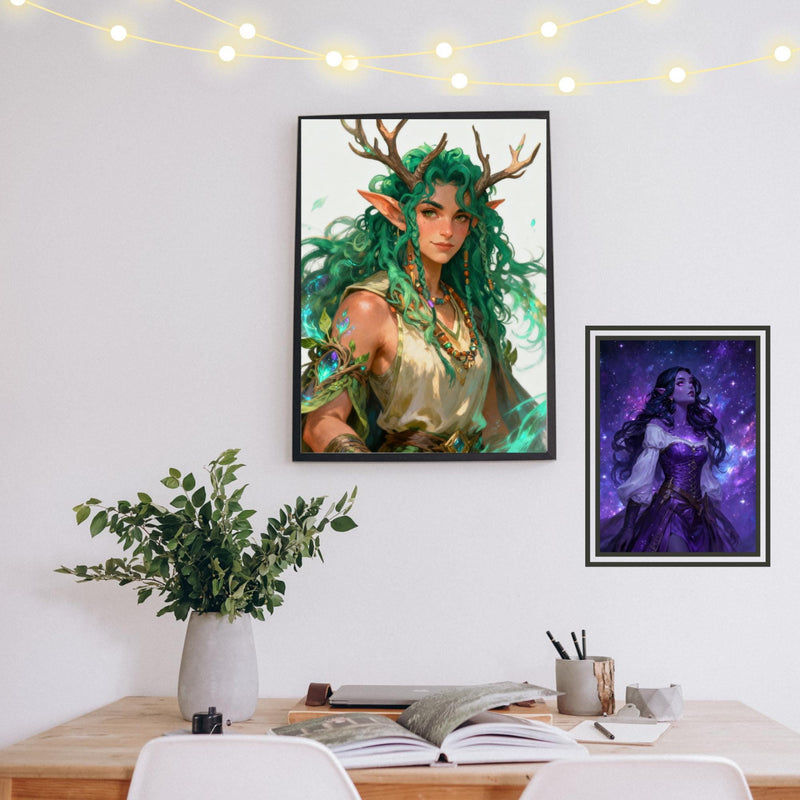 Load image into Gallery viewer, Fantasy Elf Wall Art Printable, Celestial Goddess Decor, Woodland Fairy Digital Download 1024x1024
