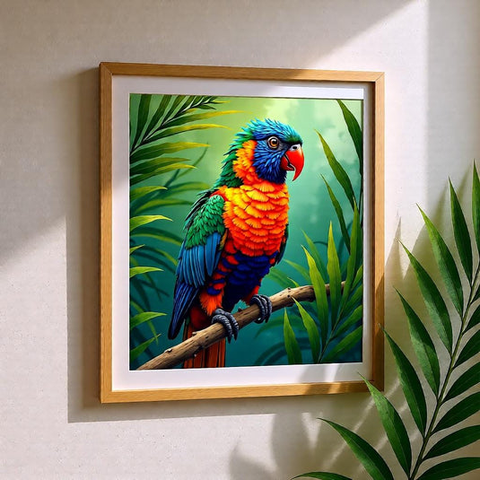 Exotic Bird Poster Printable, Rainbow Lorikeet Parrot Jungle Artwork Tropical Decor A4 Download